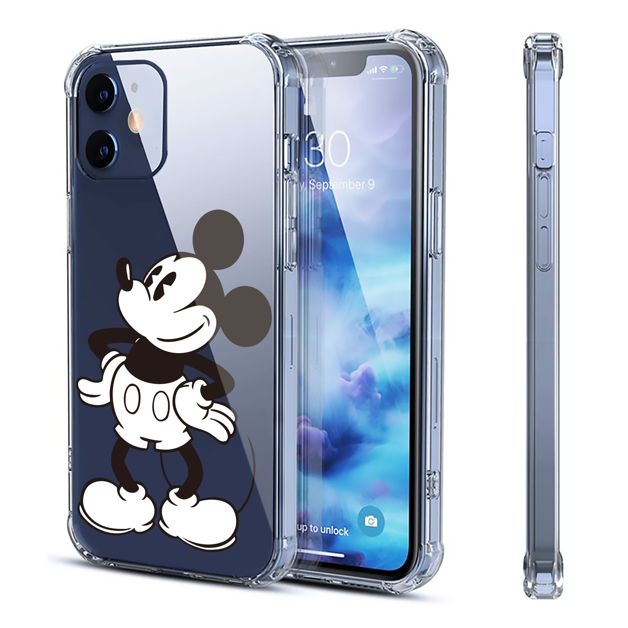 （画像用） ミッキーマウス Mickey Mouse 【iPhone 12シリーズ対応】透明スマホケース（クリアソフトケース）
